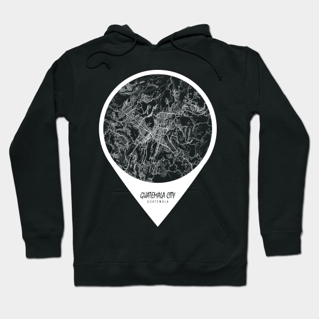 Guatemala City Map - Travel Pin Hoodie by deMAP Studio